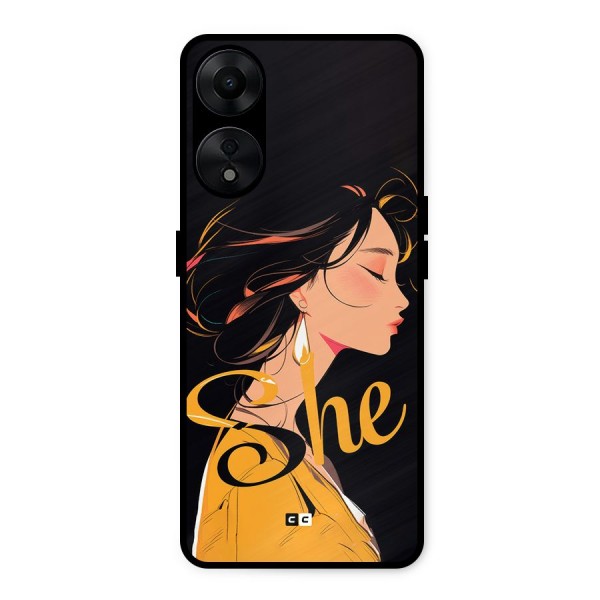 Yellow Lady Metal Back Case for Oppo A78 5G