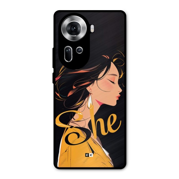 Yellow Lady Metal Back Case for Oppo Reno11 5G