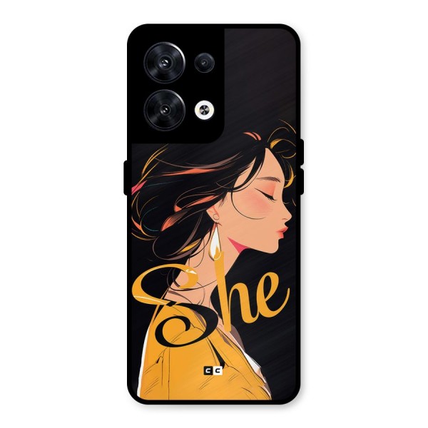 Yellow Lady Metal Back Case for Oppo Reno8 5G