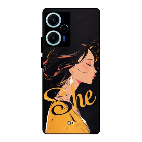 Yellow Lady Metal Back Case for Poco F5