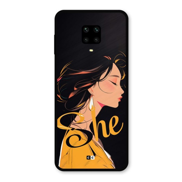 Yellow Lady Metal Back Case for Poco M2