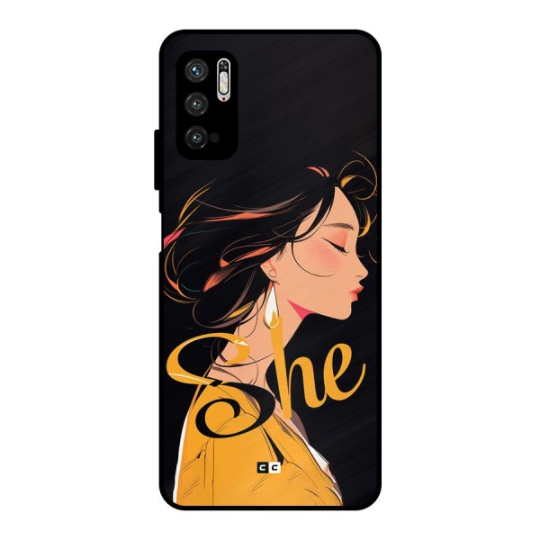 Yellow Lady Metal Back Case for Poco M3 Pro 5G