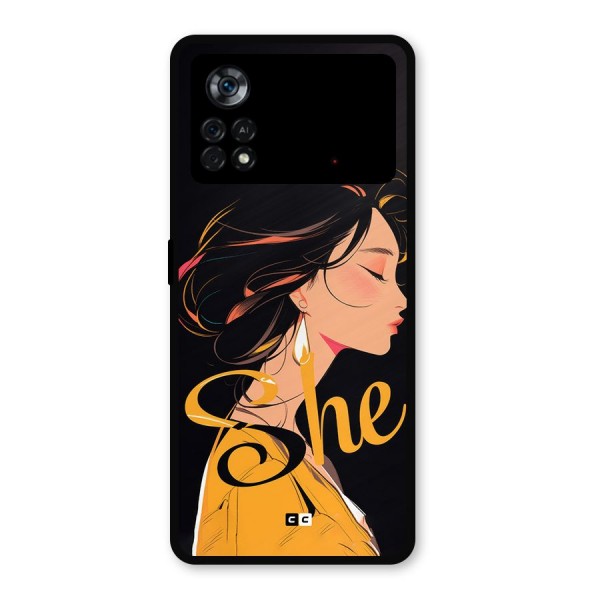 Yellow Lady Metal Back Case for Poco X4 Pro 5G