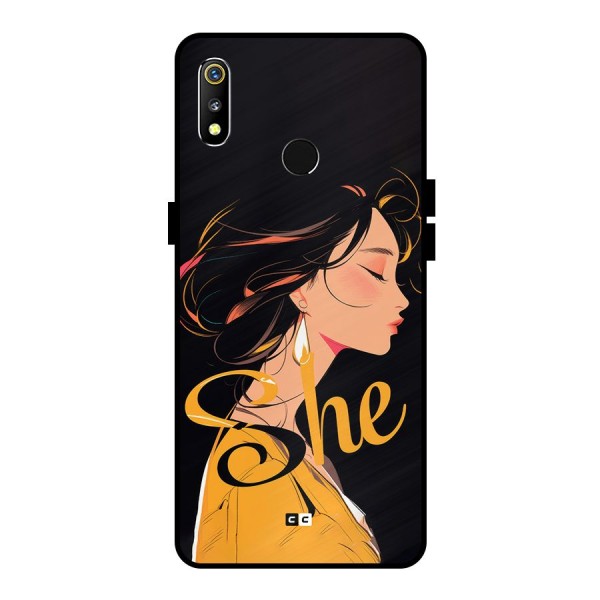 Yellow Lady Metal Back Case for Realme 3