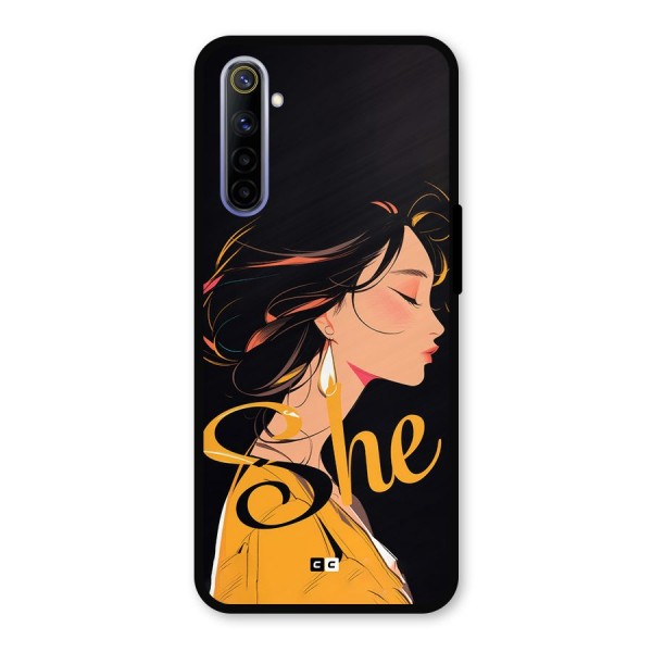 Yellow Lady Metal Back Case for Realme 6