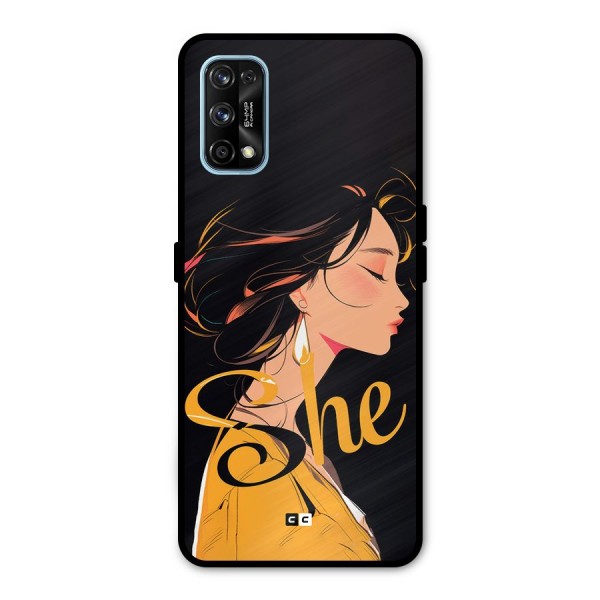 Yellow Lady Metal Back Case for Realme 7 Pro