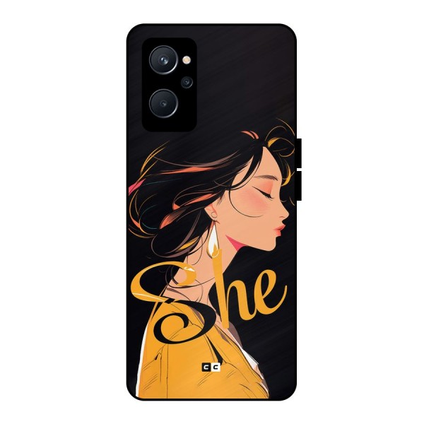 Yellow Lady Metal Back Case for Realme 9i 5G