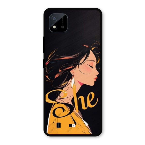 Yellow Lady Metal Back Case for Realme C11 2021