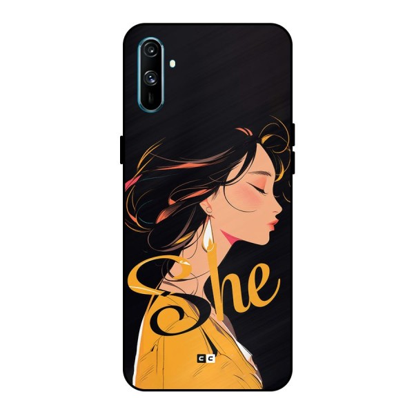 Yellow Lady Metal Back Case for Realme C3