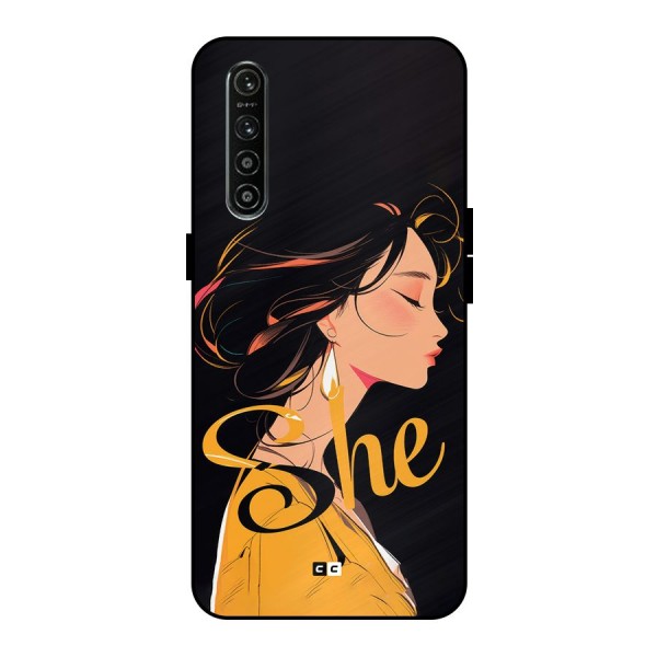 Yellow Lady Metal Back Case for Realme XT