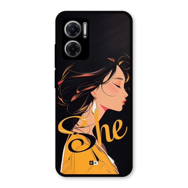 Yellow Lady Metal Back Case for Redmi 11 Prime 5G