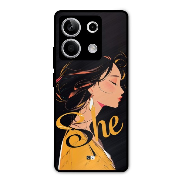 Yellow Lady Metal Back Case for Redmi Note 13 5G