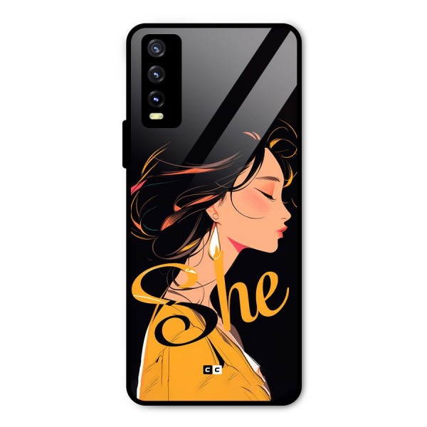 Yellow Lady Metal Back Case for Vivo Y20 2021