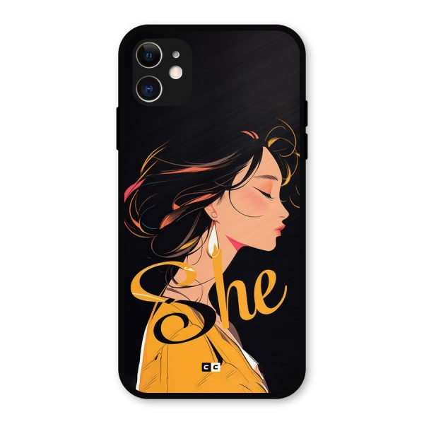 Yellow Lady Metal Back Case for iPhone 11