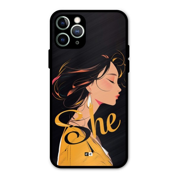 Yellow Lady Metal Back Case for iPhone 11 Pro Max