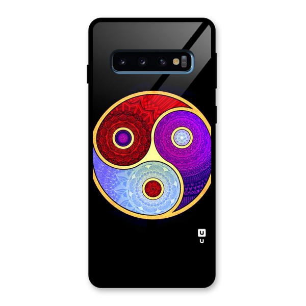 Yin Yang Mandala Design Glass Back Case for Galaxy S10