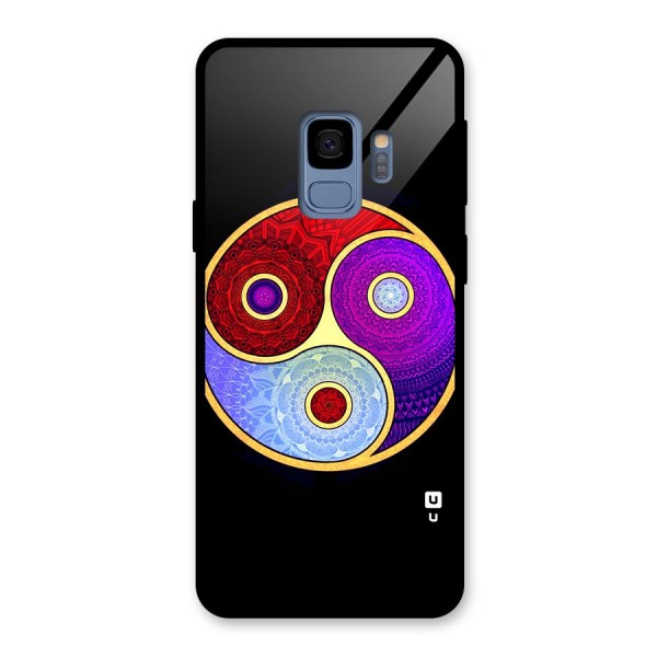 Yin Yang Mandala Design Glass Back Case for Galaxy S9