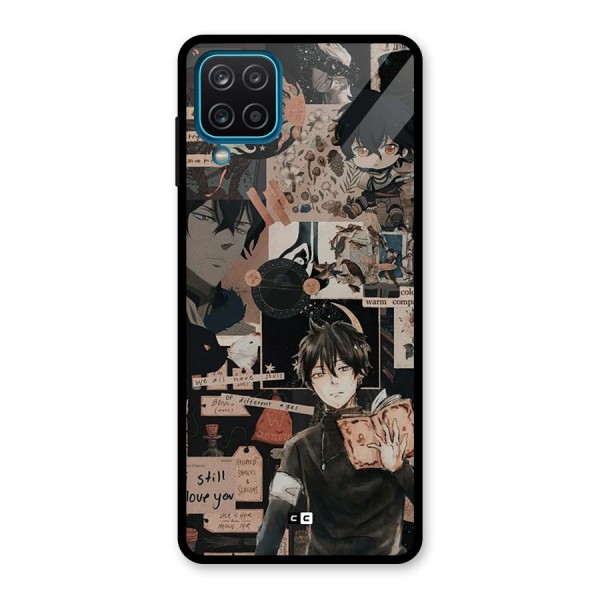 Yuno Collage Glass Back Case for Galaxy A12