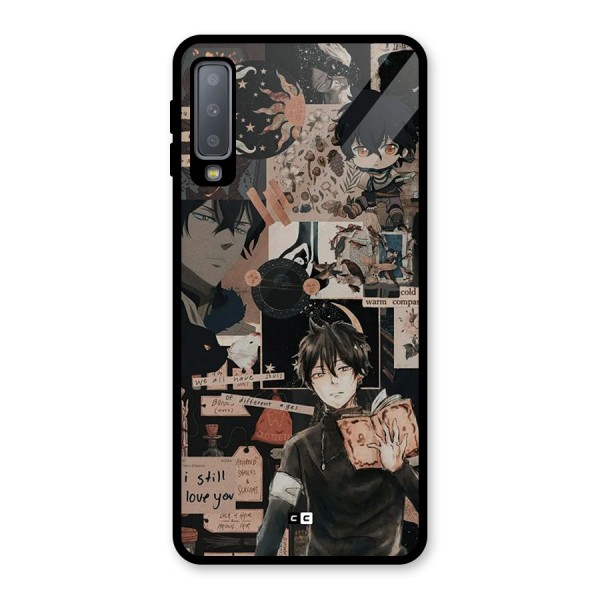 Yuno Collage Glass Back Case for Galaxy A7 (2018)