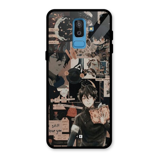 Yuno Collage Glass Back Case for Galaxy J8