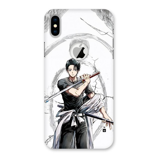 Yuta With Katana Back Case for iPhone XS Logo Cut