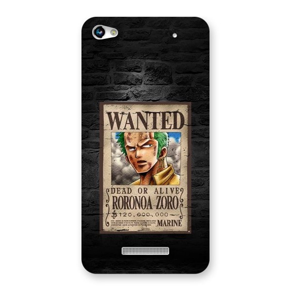 Zoro Wanted Back Case for Canvas Hue 2 A316