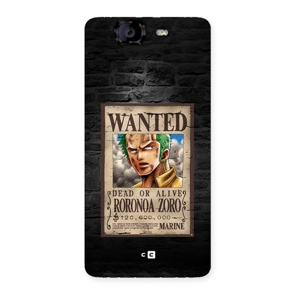 Zoro Wanted Back Case for Canvas Knight A350