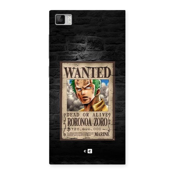 Zoro Wanted Back Case for Mi3