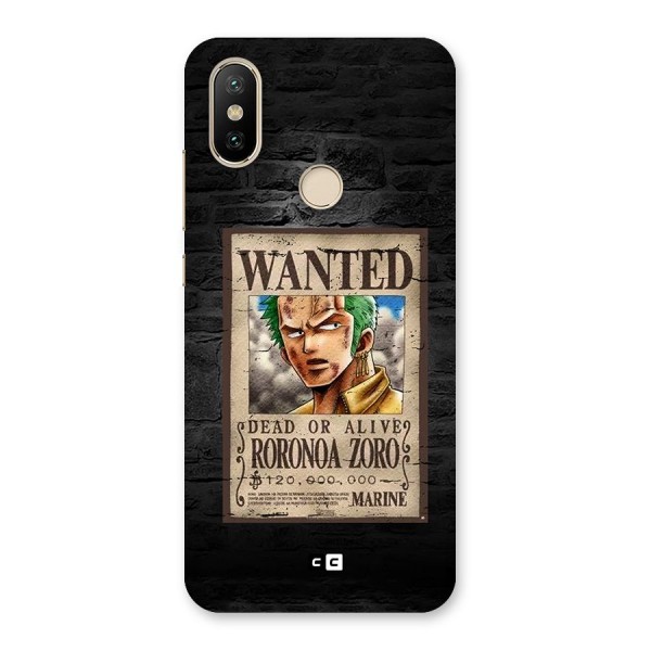 Zoro Wanted Back Case for Mi A2