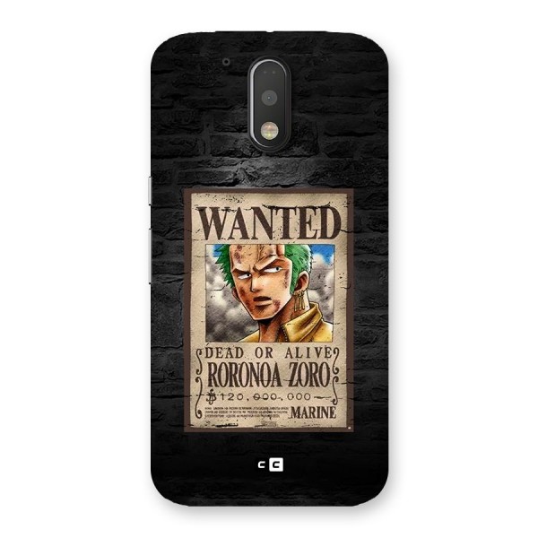 Zoro Wanted Back Case for Moto G4