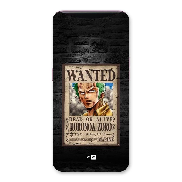 Zoro Wanted Back Case for Oppo Find X