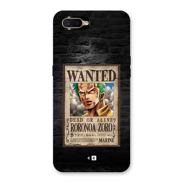 Zoro Wanted Back Case for Oppo K1