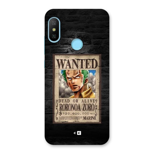 Zoro Wanted Back Case for Redmi 6 Pro