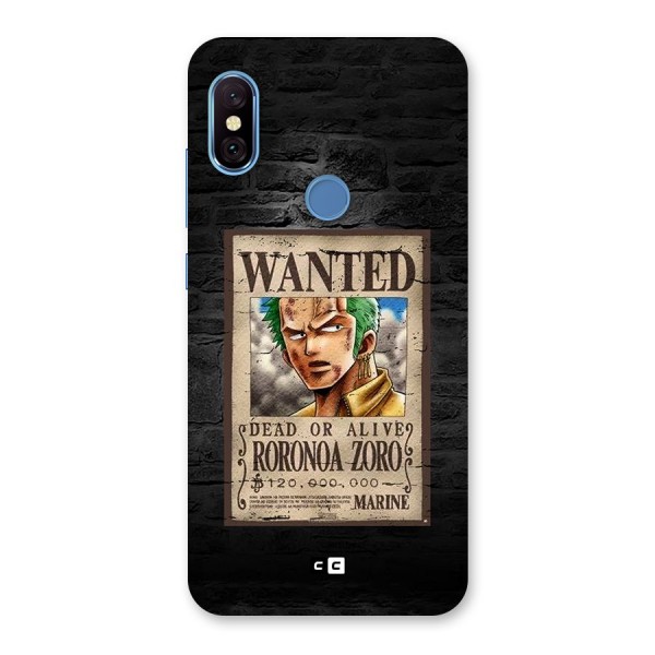 Zoro Wanted Back Case for Redmi Note 6 Pro