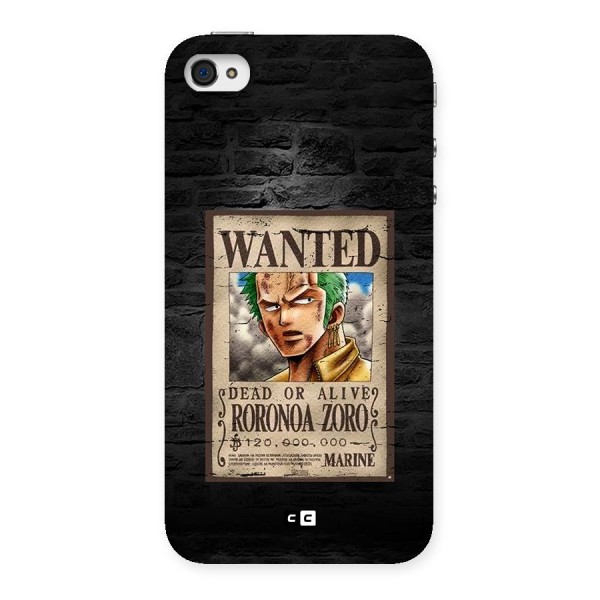 Zoro Wanted Back Case for iPhone 4 4s