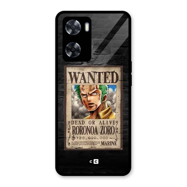 Zoro Wanted Glass Back Case for Oppo A57 2022