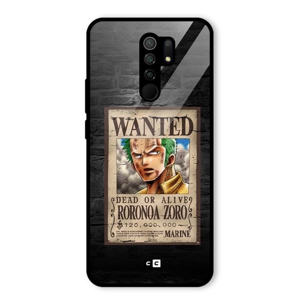 Zoro Wanted Glass Back Case for Redmi 9 Prime