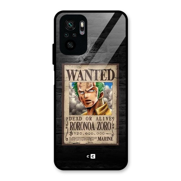 Zoro Wanted Glass Back Case for Redmi Note 10