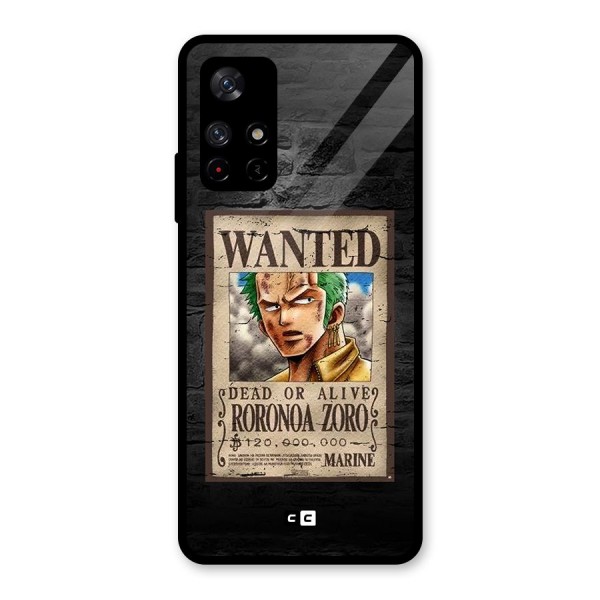 Zoro Wanted Glass Back Case for Redmi Note 11T 5G