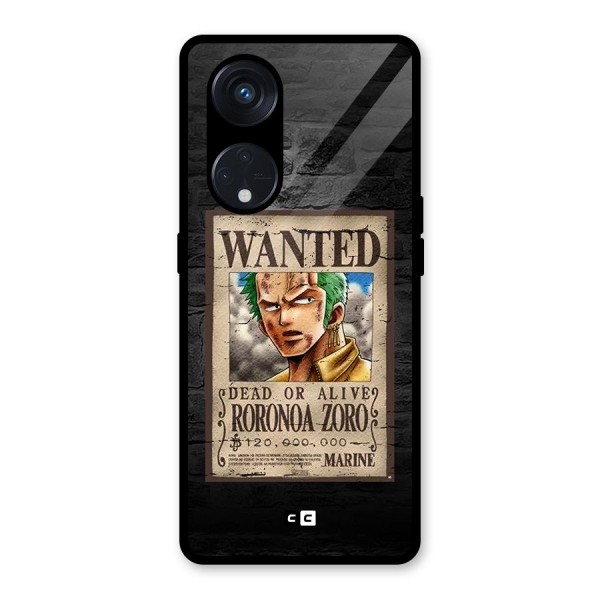 Zoro Wanted Glass Back Case for Reno8 T 5G