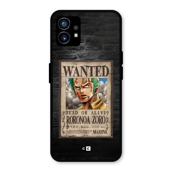 Zoro Wanted Metal Back Case for Nothing Phone 1