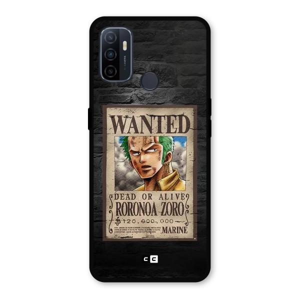 Zoro Wanted Metal Back Case for Oppo A53