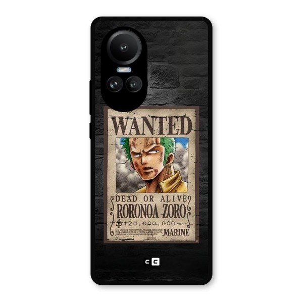 Zoro Wanted Metal Back Case for Oppo Reno10