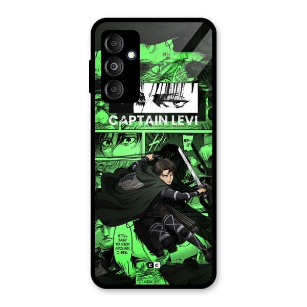 captain Levi Stance Glass Back Case for Galaxy M14 5G