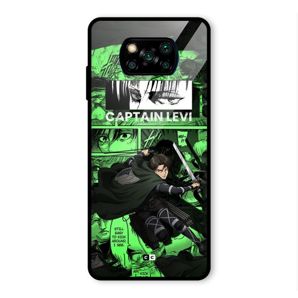 captain Levi Stance Glass Back Case for Poco X3 Pro