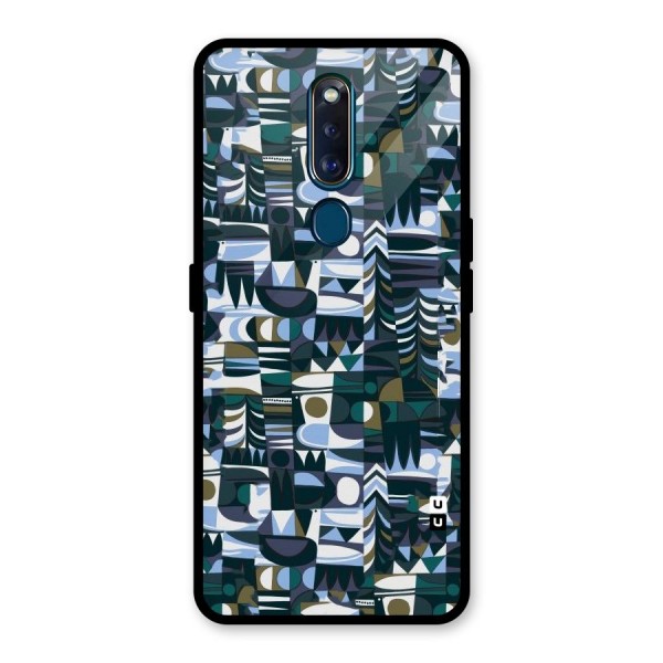 Abstract Blues Glass Back Case for Oppo F11 Pro