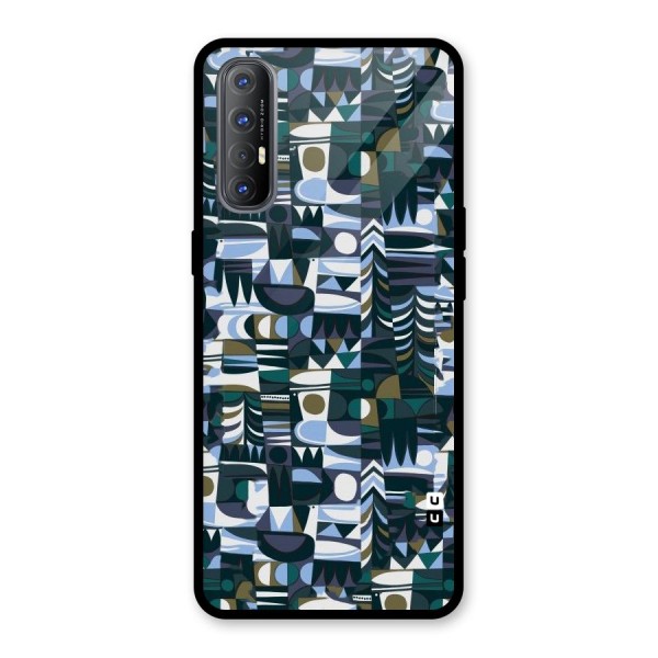 Abstract Blues Glass Back Case for Oppo Reno3 Pro