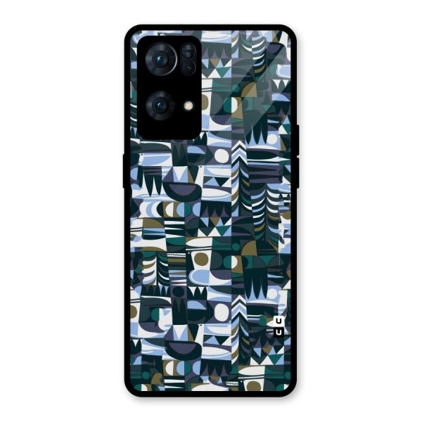 Abstract Blues Glass Back Case for Oppo Reno7 Pro 5G