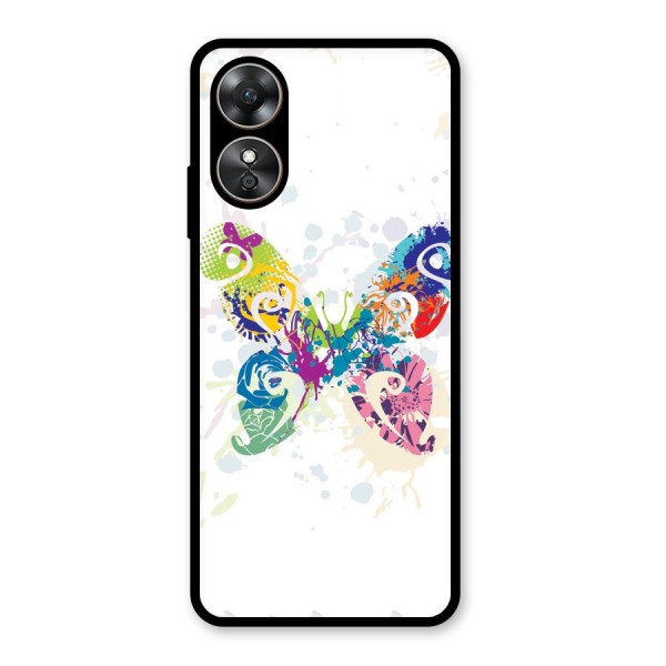 Abstract Butterfly Glass Back Case for Oppo A17