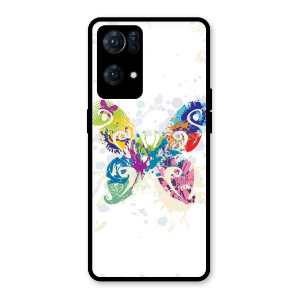 Abstract Butterfly Glass Back Case for Oppo Reno7 Pro 5G